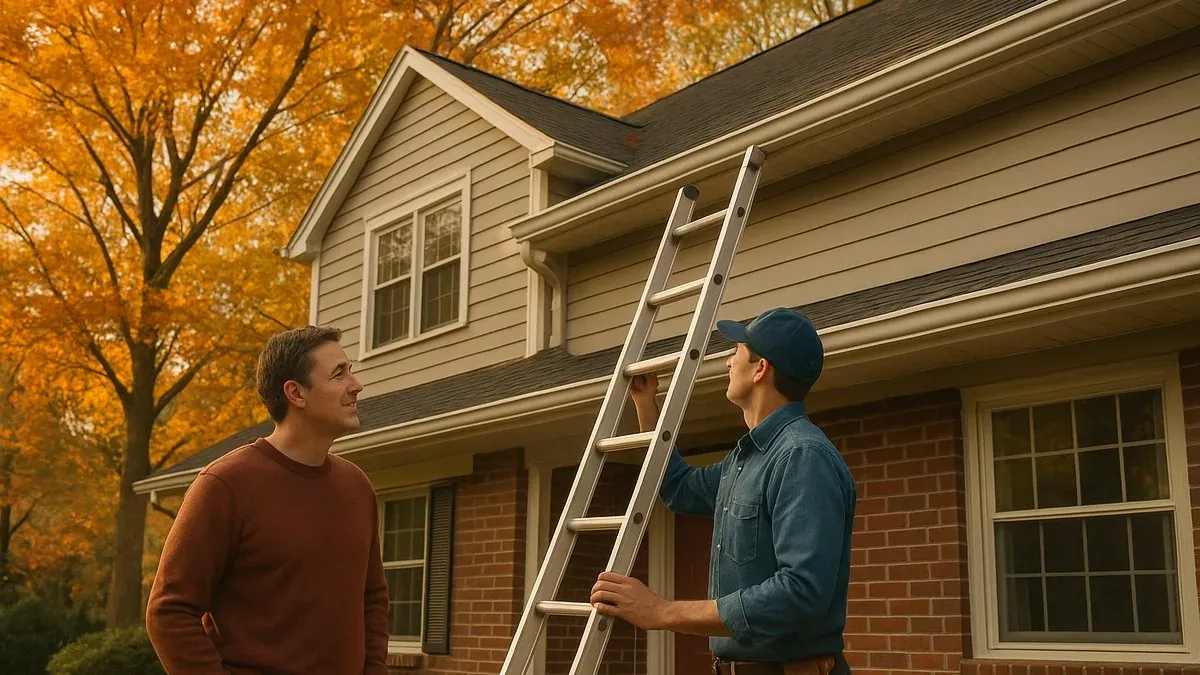Fall home maintenance checklist — gutters and roof of a Delaware County, PA home