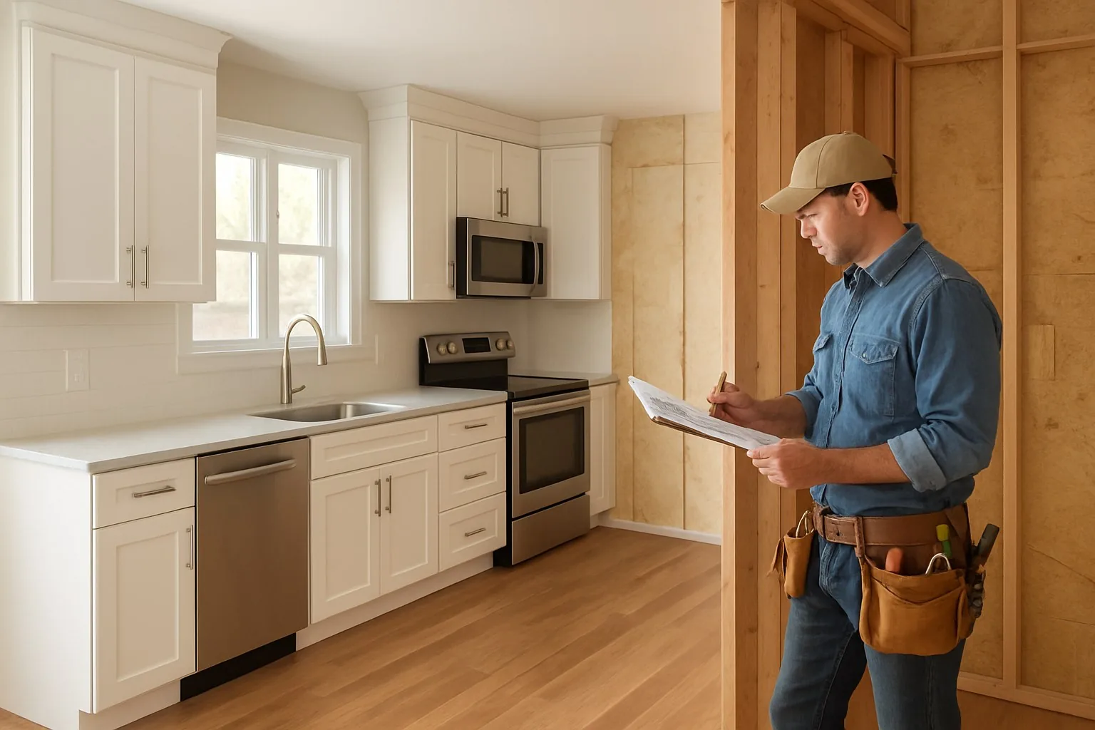 Remodeled kitchen with semi-custom cabinetry and stone countertops — ProBrothers Construction, Delaware County PA